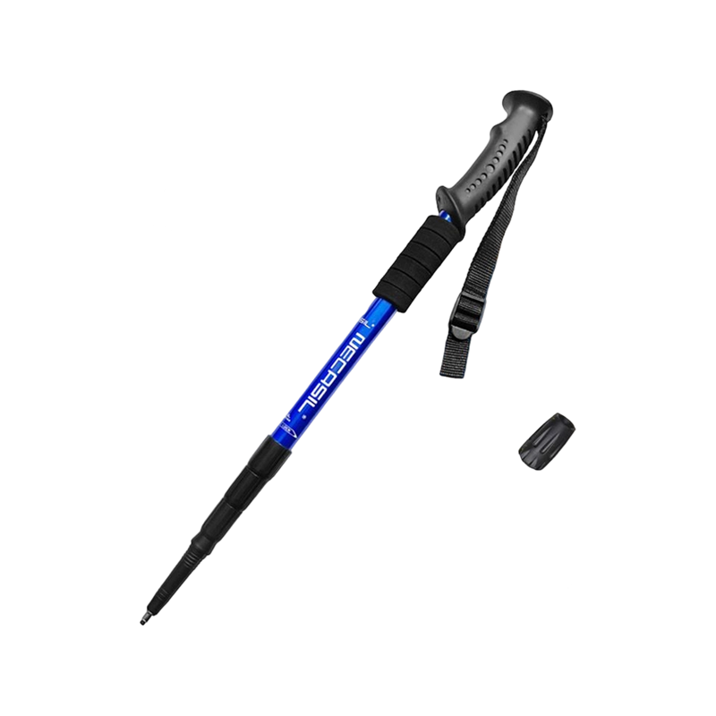 Ultralight, interne densis aluminii mixturae rectae ansa pertica trekking cum lorum telescopio et effusio concussa.